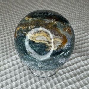 Ocean Jasper Sphere 3” Polished Orbicular Jasper Crystal Ball 1.063 lb + Stand